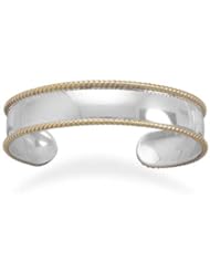 14mm Sterling Silver with Brass Rope Edge Cuff