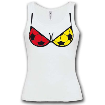 DEUTSCHLAND MOTIV 18 Damen Tank Top Weiss / Schwarz-Rot-Gelb Gr. XL