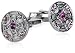 Unique Pink Swarovski Round Silver Cufflinks with Presentation Box