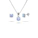 Sterling Silver Round Blue Opal Necklace & Earring Set Size 18 inches (16 inches 18 inches 20 inches Available)