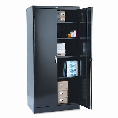 Deluxe Steel Storage Cabinet, 4 Adjustable Shelves, 36 x 24 x 78, Black