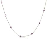 14k Yellow Gold Bezel Set Amethyst Station Necklace, 32