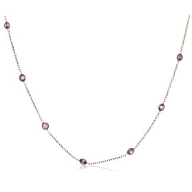 14k Yellow Gold Bezel Set Amethyst Station Necklace, 32 by Amazon.com Collection