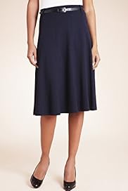 Knee Length Belted Panelled Skirt