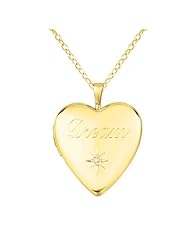 Gold over silver 0.01ct White Diamonds Heart Shaped Locket w/ Dia "Dream" Necklace (G-H, SI1-SI2)