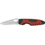 Bear & Son Cutlery 7404RSR Part Serrated Linerlock Knife with Black Zytel & Red Kraton Handles