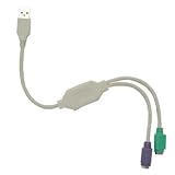 GSI Super Quality Dual PS/2-to-USB Cable Adapter - Connects Keyboard And Mouse with PS/2 Connectors Into 1 USB Port Or Hub - For Windows, MAC and Linux