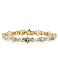 14k Yellow Gold Diamond and Peridot Bracelet