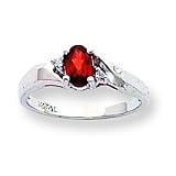 14k White Gold .02ct Diamond & Garnet BirthStone Ring