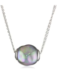 Majorica 14mm Baroque Pearl on 2 Row Pendant Necklace