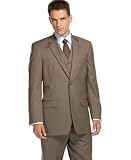 Tasso Elba Taupe Stripe Blue Deco Wool Suit, Shirt and Tie