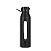 Takeya 22 Ounce Classic Glass Water Bottle with Silicone Sleeve and Flip Cap, Black