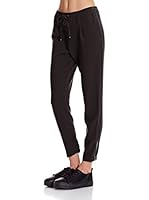 Bershka Pantalón Creppe+ Cremalleras En Bajo Mix (Negro)