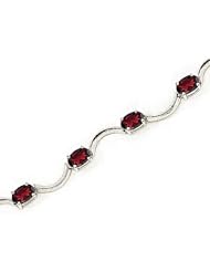 10kt Yellow Gold Oval Garnet Bracelet.