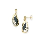 Black Coral Paradise Earrings with Diamond in 14K Yellow Gold