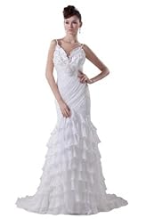 Mermaid Spaghetti Strap Belted Chiffon  Dress with a Court Train 