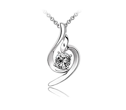 KATGI Fashion White Gold Plated Lucky Angel Beautiful Crystal Pendant Necklace
