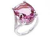 Large Amethyst and Diamond 18k White Gold Right Hand Ring Ctw 10.25