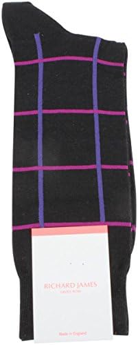 Black/Purple Chepen Grid Socks by Richard James