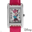 Disney Women's MIN066 Minnie Mouse Silver Rectangular Case Pink Strap Watch