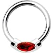 Silver 925 Red Oval Austrian Crystal Closure Ring