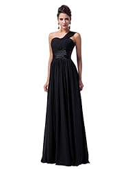 Sweetheart Empire   Waistline Asymmetric Ruched Wrap Lace-Up Chiffon/Satin Cocktail Floor Length One Shoulder Sleeveless Evening Dress/Homecoming Dress/Bridesmaid Dress/Pageant Dress/Prom Dress/Party 