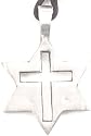 CHRISTIAN CROSS in JEWISH STAR Pewter PENDANT Necklace