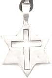 CHRISTIAN CROSS in JEWISH STAR Pewter PENDANT Necklace
