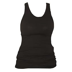 Black Solid Color Tunic Longer Length Tank shirt tee, 100% Cotton.