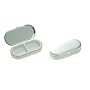 Oblong Silver Plated Dual Compartment Pillbox with Mirror