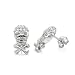 Sterling Silver Cubic Zirconia Skull And CrossBornes CZ Earrings
