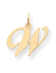 14k Gold Medium Fancy Script Initial W Charm