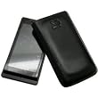 Motorola Milestone - Leder Etui Tasche *Lasche mit Rueckzugfunktion* (Original SunCase) in der Farbe Schwarz