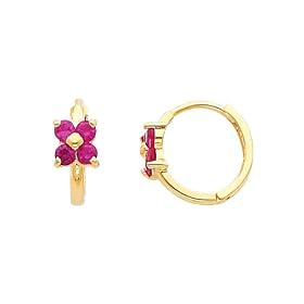 14K Yellow Gold Flower CZ Huggies Earrings for Baby and Children: The World Jewelry Center: Jewelry