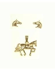 kala-isjewels - Ladies 18ct Gold Plated " Horses "Pendant ( 0,59" ) , Earrings