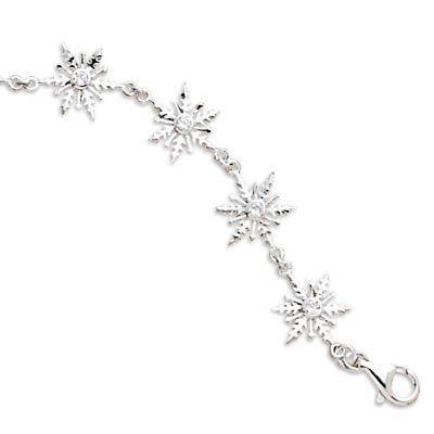 8 Polished Snowflake/CZ Bracelet