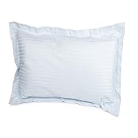 Egyptian Cotton 650 Thread Count Standard Pillowsham Set Stripe, Light Blue