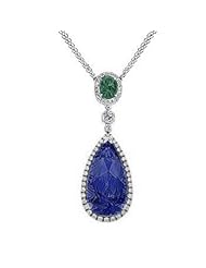 5.04Ct Emerald & Sapphire & Diamond Pendant 18k Gold