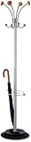 Alba PMVIENA Stily Coat Rack, Four Knobs/Four Hooks, Steel/Wood, Metallic Gray/Mahogany