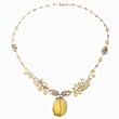 EXP Handmade Freshwater Pearl Necklace With Faceted Chalcedony, Yellow Jade & Sterling Silver
