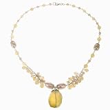 Handmade Freshwater Pearl Necklace With Faceted Chalcedony, Yellow Jade & Sterling Silver