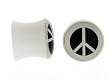 White Acrylic Peace Sign Plug - 4g - Sold as a Pair