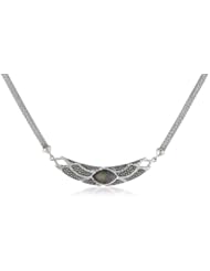 Judith Jack "Purple Moon" Sterling Silver, Marcasite, Black Mother-of-Pearl Frontal Necklace, 18"