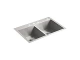 KOHLER K-3820-4-NA Vault Double-Equal Kitchen Sink with Four-Hole Faucet Drilling