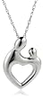 Sterling Silver Heart-Shaped Mother and Child Pendant by Janel Russell, 18"