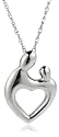 Sterling Silver Heart-Shaped Mother and Child Pendant by Janel Russell, 18"