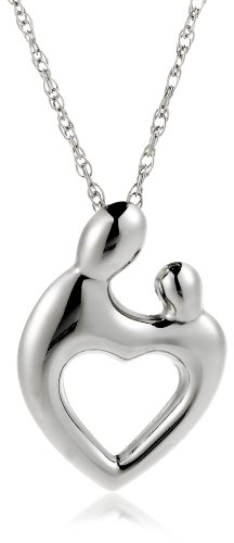 Sterling Silver Heart-Shaped Mother and Child Pendant by Janel Russell, 18