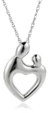 Sterling Silver Heart-Shaped Mother and Child Pendant by Janel Russell, 18"