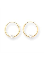 MadiK® Kids 14k Yellow Gold Polished with Clear CZ Endless Hoop Earrings