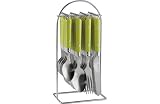 [HSB] Colour-Match 24 Piece Hanging Cutlery Set - Apple Green with Microfibre HSB® Cleaning Glove